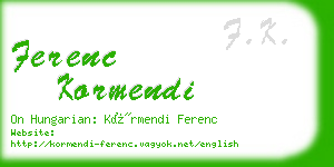 ferenc kormendi business card